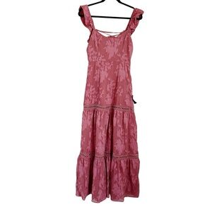Lulus Heavenly Hues Dusty‎ Rose Floral Jacquard Maxi Dress Sz XS NWT